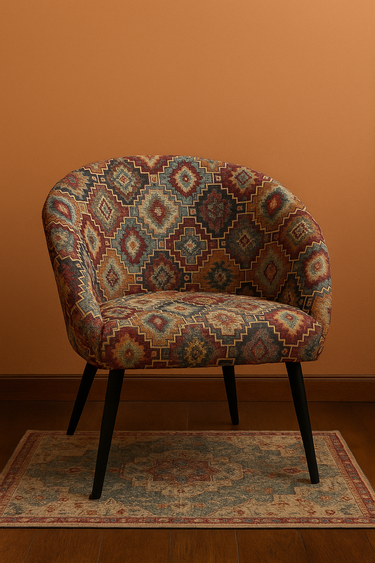 Global style fabric in warm tones
Kilim print fabric sold by the meter